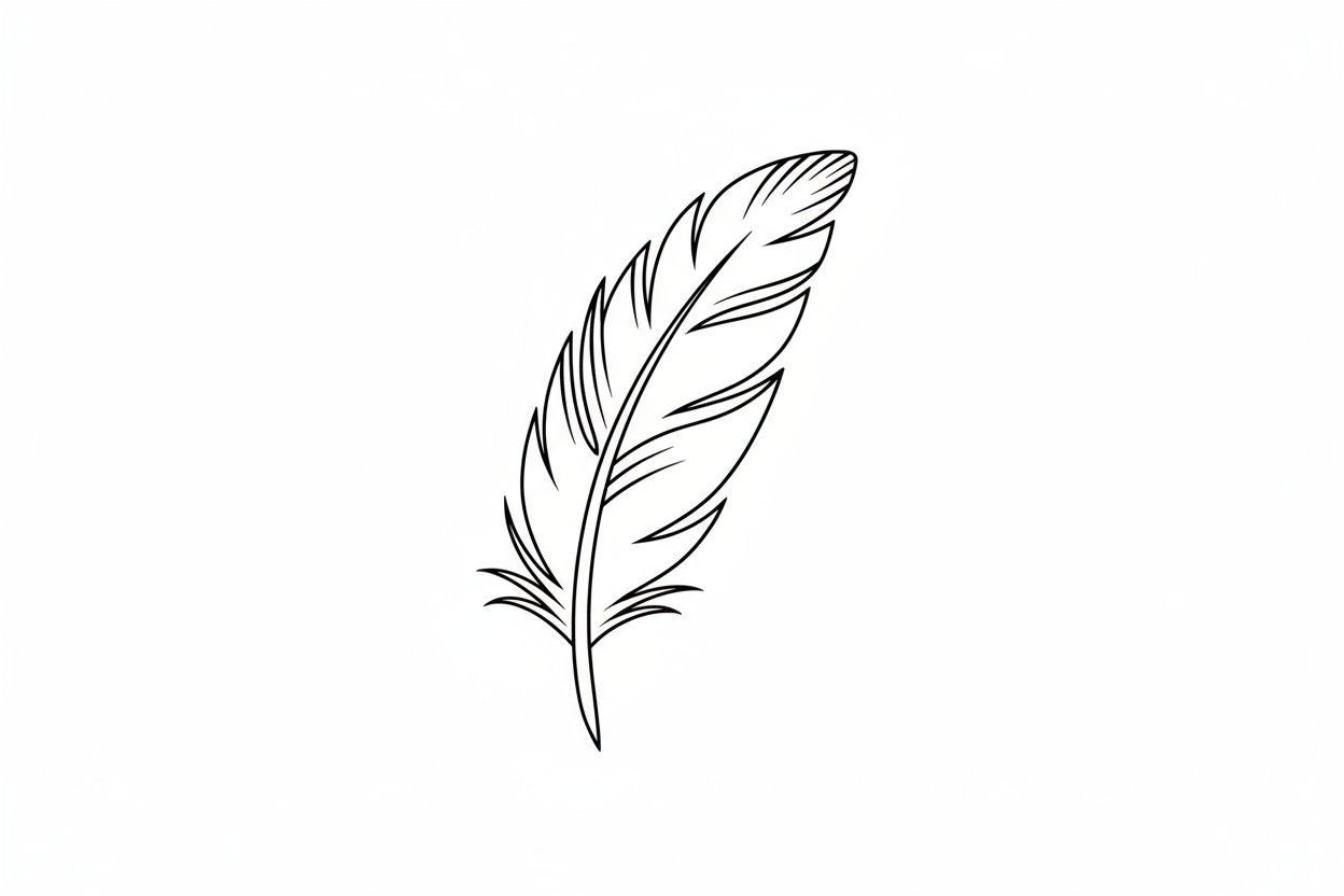 feather icon in black outline